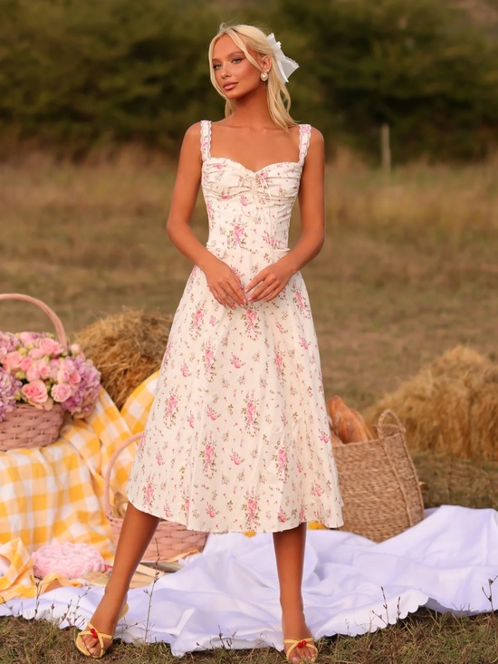 oh pretty Dresses & Skirts - Celenia White Floral Corset Midi Dress NWT – Size S – Oh Pretty New York